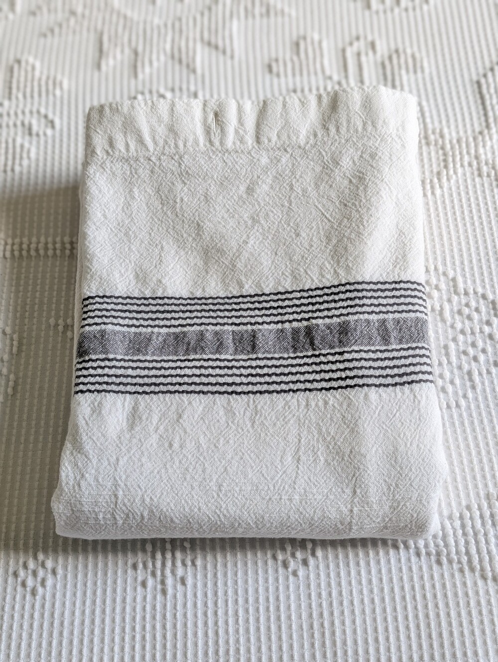 Threshold Off White Striped Black White Cotton Curtain 12 Hook Slot Size 72"X68"